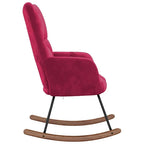 VELTA - Rocking Chair Allaitement Velours Matelassé Ultra Doux - Fauteuil à Bascule Bois Hévéa