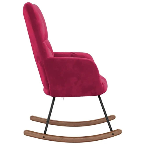 VELTA - Rocking Chair Allaitement Velours Matelassé Ultra Doux - Fauteuil à Bascule Bois Hévéa
