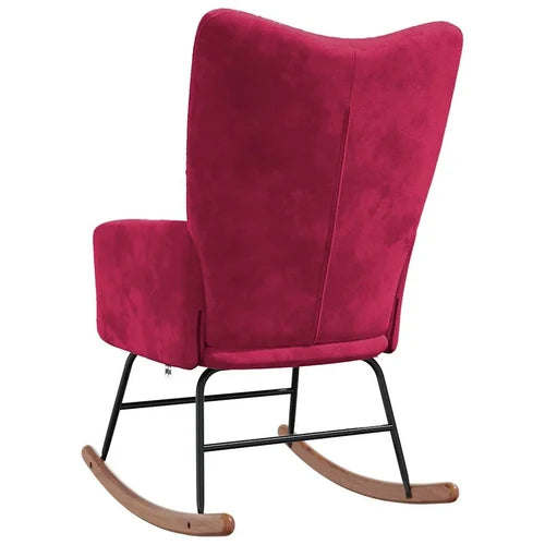 VELTA - Rocking Chair Allaitement Velours Matelassé Ultra Doux - Fauteuil à Bascule Bois Hévéa