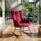 VELTA - Rocking Chair Allaitement Velours Matelassé Ultra Doux - Fauteuil à Bascule Bois Hévéa
