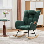 WINGA - Rocking Chair Allaitement Wingback Teddy Bouclé - Fauteuil à Bascule Appuie-tête Amovible