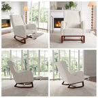 IVOLA - Rocking Chair Allaitement Teddy Blanc Ivoire Repose-pieds - Fauteuil à Bascule Coussin Lombaire