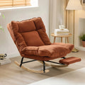 KLINO - Rocking Chair Inclinable 180° Corduroy Repose-pieds - Fauteuil à Bascule Extérieur Bois Métal Coussin Lavable