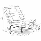 KLINO - Rocking Chair Inclinable 180° Corduroy Repose-pieds - Fauteuil à Bascule Extérieur Bois Métal Coussin Lavable