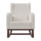 IVOLA - Rocking Chair Allaitement Teddy Blanc Ivoire Repose-pieds - Fauteuil à Bascule Coussin Lombaire