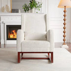 IVOLA - Rocking Chair Allaitement Teddy Blanc Ivoire Repose-pieds - Fauteuil à Bascule Coussin Lombaire