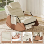 SOLEN - Rocking Chair Design Velours Côtelé Repose-pieds - Fauteuil à Bascule Bois Massif 3 Positions