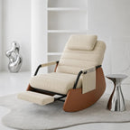 SOLEN - Rocking Chair Design Velours Côtelé Repose-pieds - Fauteuil à Bascule Bois Massif 3 Positions