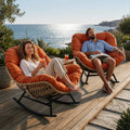 BALIA - Fauteuil à Bascule Papasan Rotin Plein & Coussin Épais