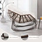 COCOONA – Fauteuil à Bascule Papasan Rotin & Velours Côtelé