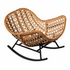 BALINA - Fauteuil à Bascule Papasan Rotin Plein & Coussin Épais