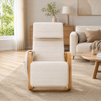 Fauteuil à bascule moderne beige en bois courbé — Alramo Solina