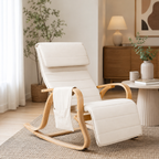 Fauteuil à bascule moderne beige en bois courbé — Alramo Solina