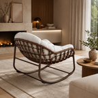 Rocking Chair Effet Rotin & Coussin Confortable — Milano