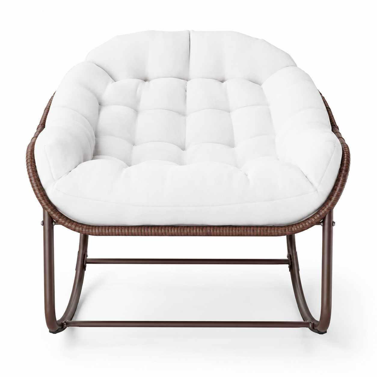 Rocking Chair Effet Rotin & Coussin Confortable — Milano