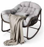 Rocking Chair Effet Rotin & Coussin Confortable — Milano