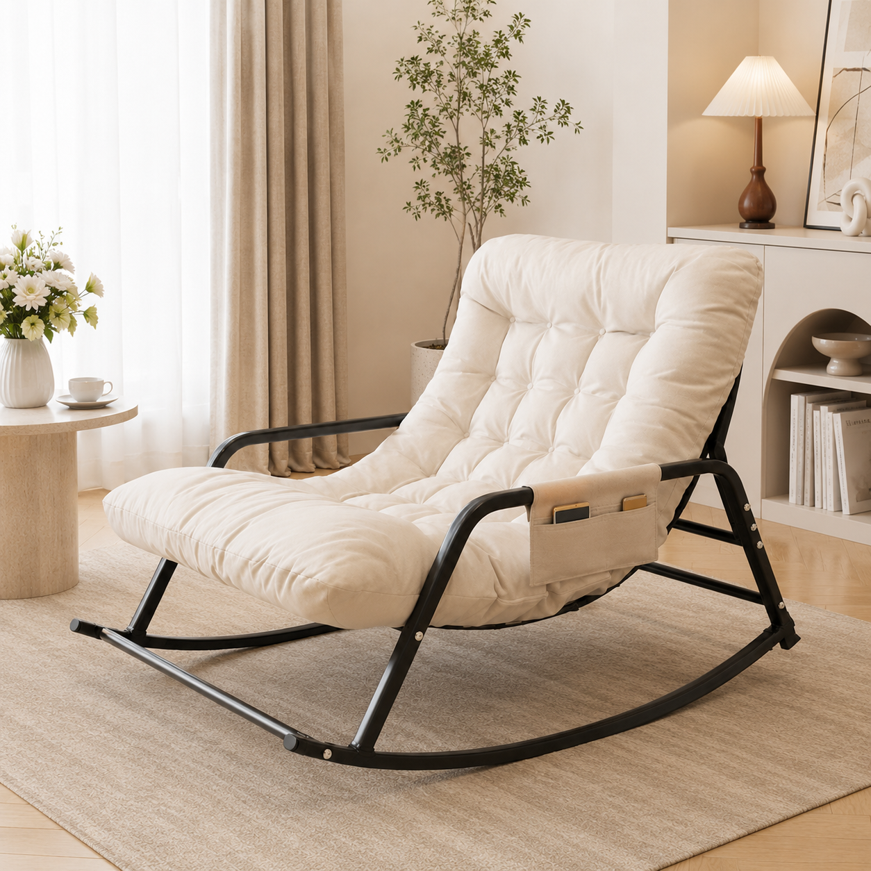 Rocking Chair 2 places & coussin rembourré - Nuvia