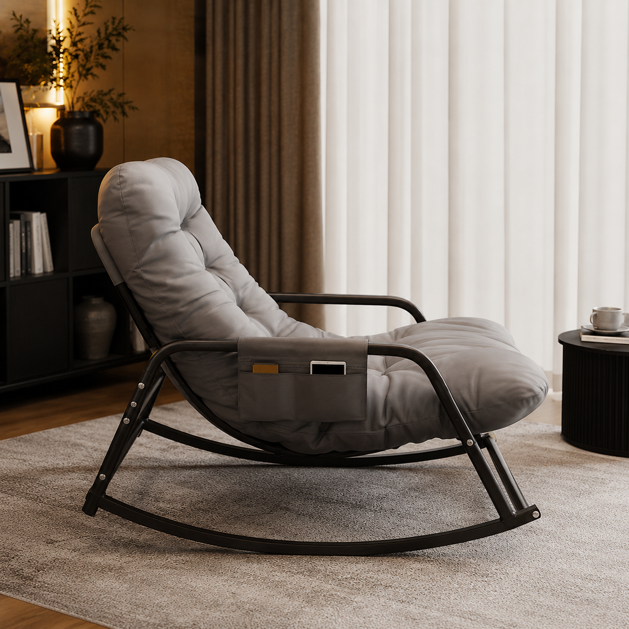 Rocking Chair 2 places & coussin rembourré - Nuvia
