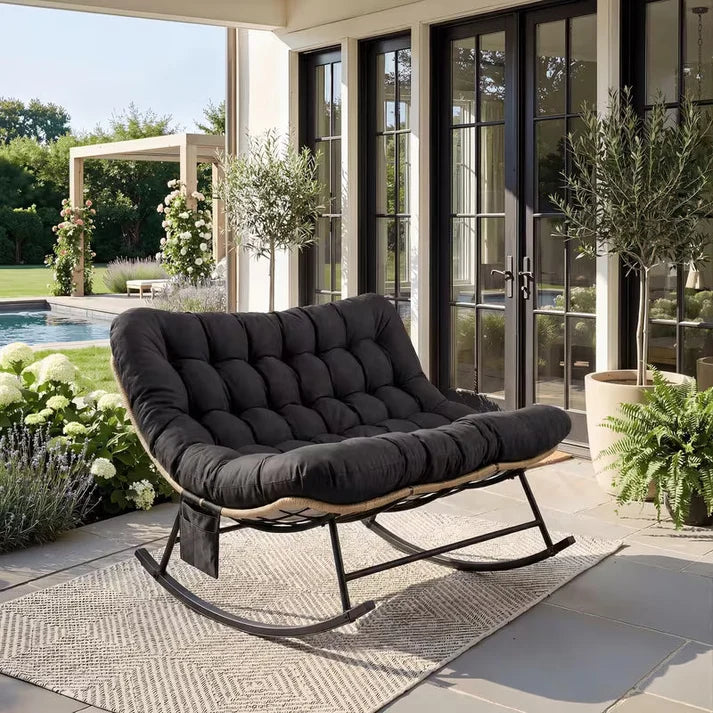 CALMA - Rocking Chair Rotin 2 Places Coussin XXL