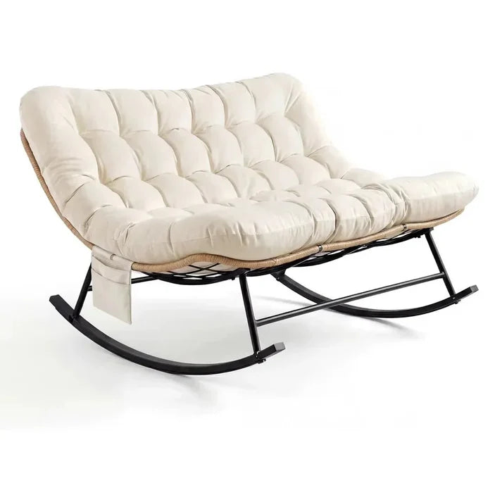 CALMA - Rocking Chair Rotin 2 Places Coussin XXL