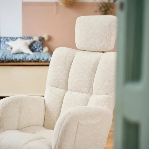 EROVA - Rocking Chair Allaitement Ergonomique Appuie-tête Réglable - Fauteuil à Bascule Dossier Haut Accoudoirs