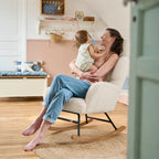 EROVA - Rocking Chair Allaitement Ergonomique Appuie-tête Réglable - Fauteuil à Bascule Dossier Haut Accoudoirs