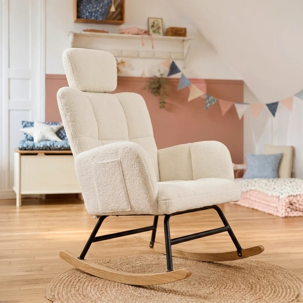 NORKA – Rocking Chair Ultra Doux Appui-Tête & Accoudoirs