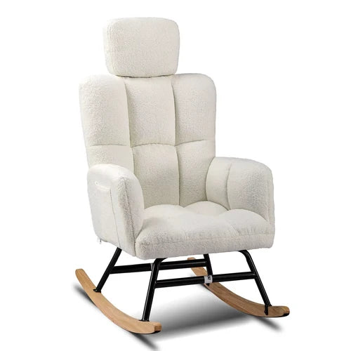 EROVA - Rocking Chair Allaitement Ergonomique Appuie-tête Réglable - Fauteuil à Bascule Dossier Haut Accoudoirs