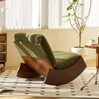 VELOA - Rocking Chair Design Velours Rétro - Fauteuil à Bascule Bois Massif Salon Chambre
