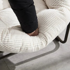 COCOONA – Fauteuil à Bascule Papasan Rotin & Velours Côtelé
