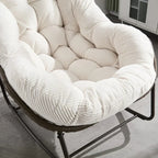 COCOONA – Fauteuil à Bascule Papasan Rotin & Velours Côtelé