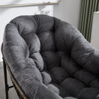 COCOONA – Fauteuil à Bascule Papasan Rotin & Velours Côtelé