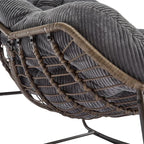 COCOONA – Fauteuil à Bascule Papasan Rotin & Velours Côtelé