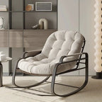 ARKOA Rotin - Rocking Chair Extérieur Résistant Intempéries - Fauteuil à Bascule Jardin Terrasse Balcon