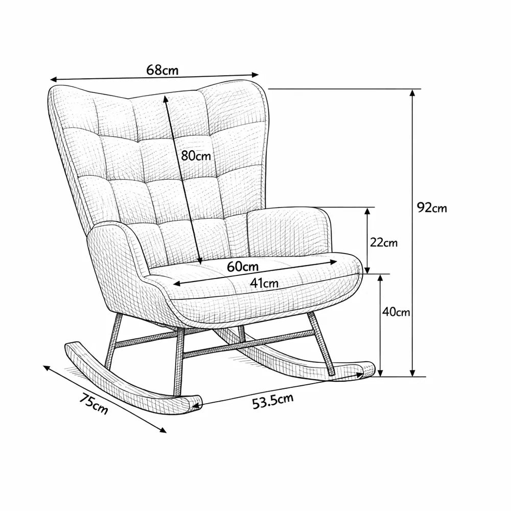 NUVOA Teddy - Rocking Chair Allaitement Dossier Haut - Fauteuil à Bascule Tissu Teddy Chambre Bébé