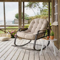 ARKOA Rotin - Rocking Chair Extérieur Résistant Intempéries - Fauteuil à Bascule Jardin Terrasse Balcon
