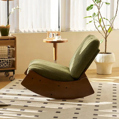 VELOA - Rocking Chair Design Velours Rétro - Fauteuil à Bascule Bois Massif Salon Chambre
