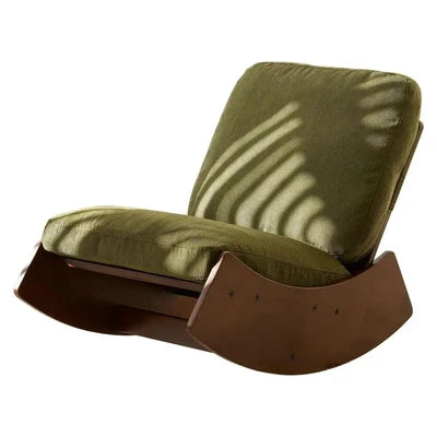 VELOA - Rocking Chair Design Velours Rétro - Fauteuil à Bascule Bois Massif Salon Chambre