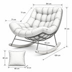SLIVA – Fauteuil à Bascule Extérieur Coussin Épais Acier & Bois d'Érable