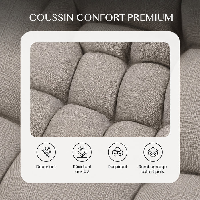 SLIVA – Fauteuil à Bascule Extérieur Coussin Épais Acier & Bois d'Érable