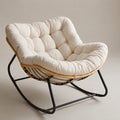 BOLMO - Rocking Chair Rotin & Coussin XXL Toutes Saisons