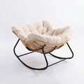 ROTEA - Rocking Chair Rotin Coussin XXL Lavable - Fauteuil à Bascule Bohème Toutes Saisons
