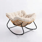 ROTEA - Rocking Chair Rotin Coussin XXL Lavable - Fauteuil à Bascule Bohème Toutes Saisons