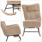 LUNOA - Rocking Chair Allaitement Cocon Velours Côtelé Repose-pieds - Fauteuil à Bascule Dossier