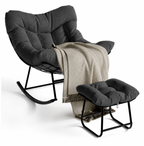 Rocking Chair Relax avec Repose-pieds & Coussin — Solena