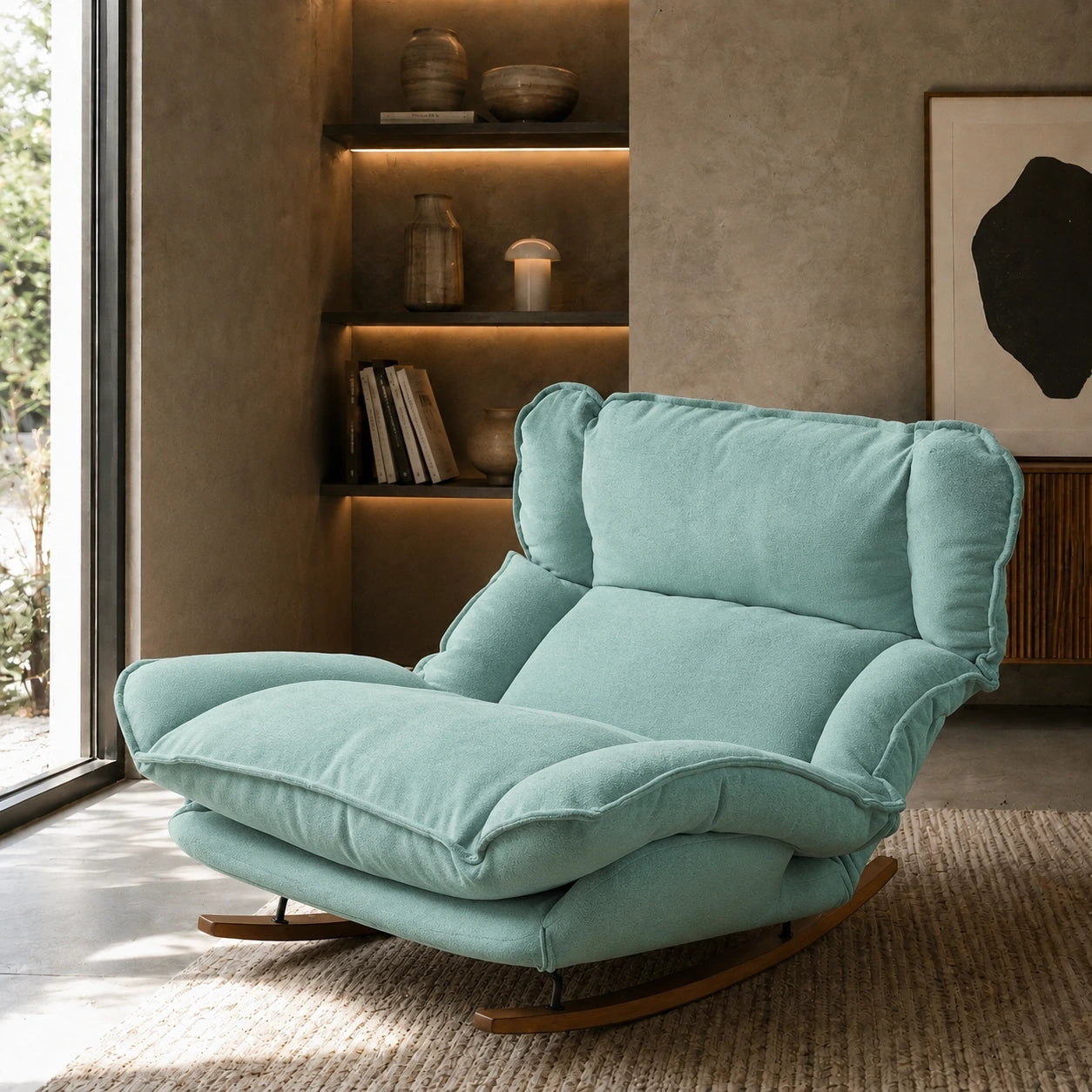 Fauteuil à bascule inclinable en velours avec assise rembourrée — Alramo Veloria